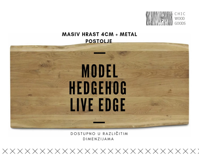 Trpezarijski sto Hedgehog Live Edge